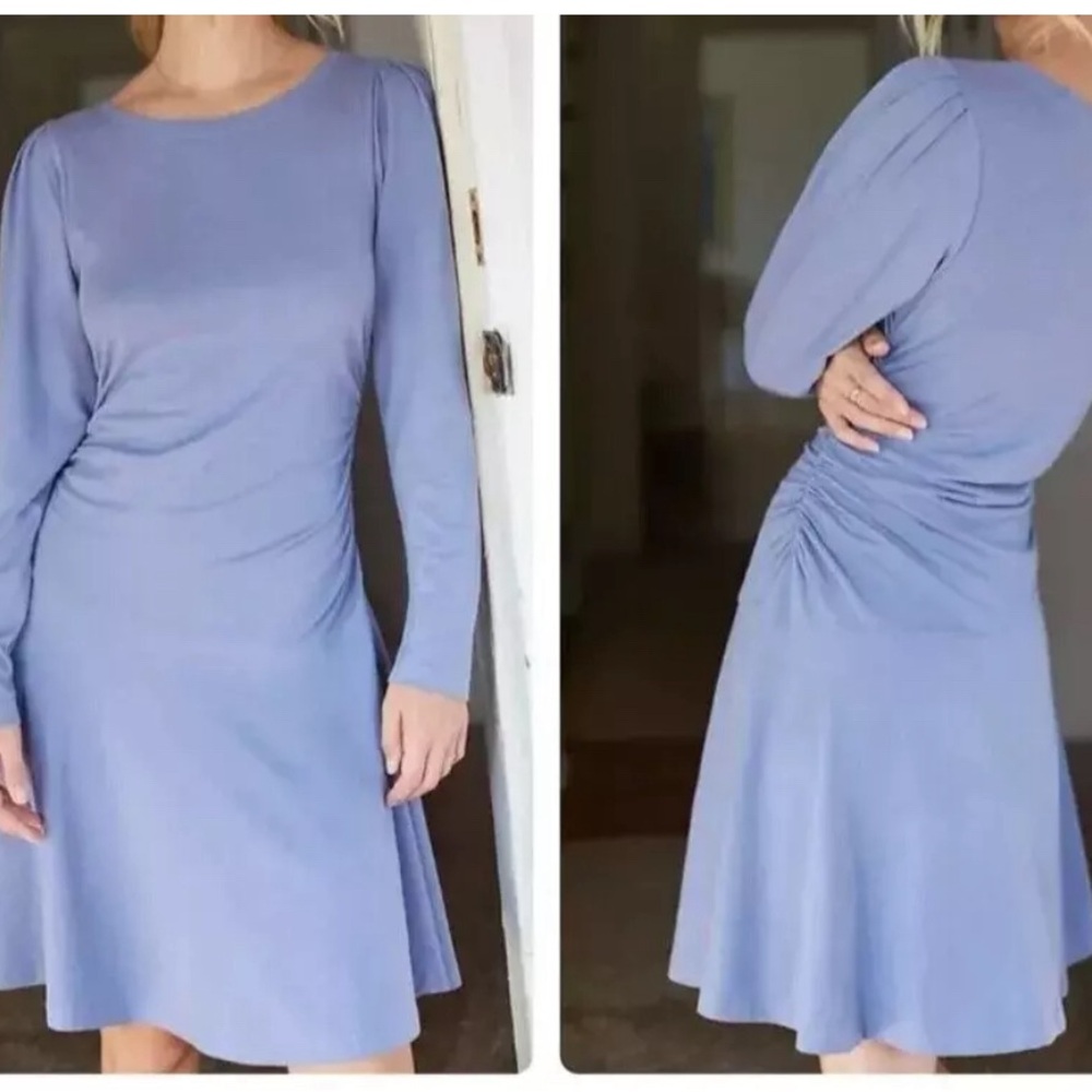Anthropologie Daily Practice Muted Periwinkle Blue‎ Ruched Mini Size S